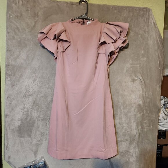 Elliatt Nordstrom Rare Chic Elegant Tanner Blush Pink Ruffle Sleeve Mini‎ Dress - Picture 2 of 8